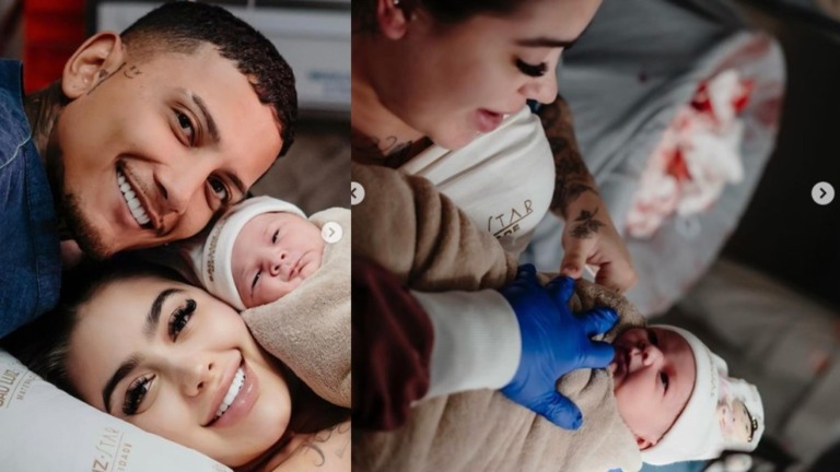 MC Mirella e Dynho Alves exibem primeiras fotos do rostinho da filha: ‘coisa mais linda’