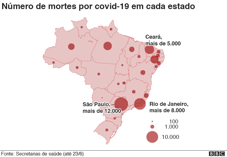 infográfico mostra casos por estado