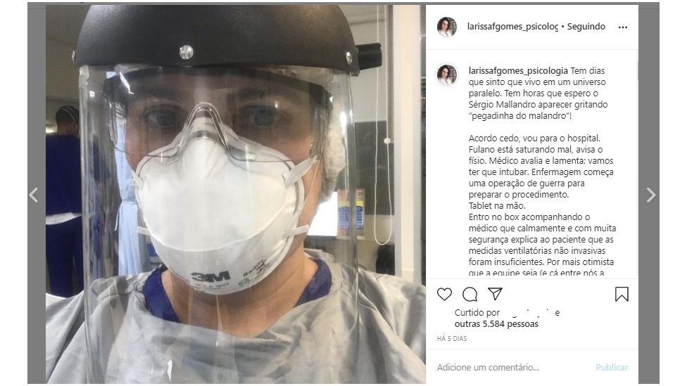 Reprodução de publicação da Larissa no Instagram