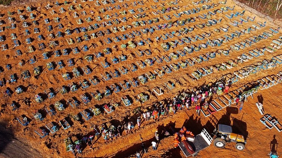 Foto aérea de um cemitério brasileiro