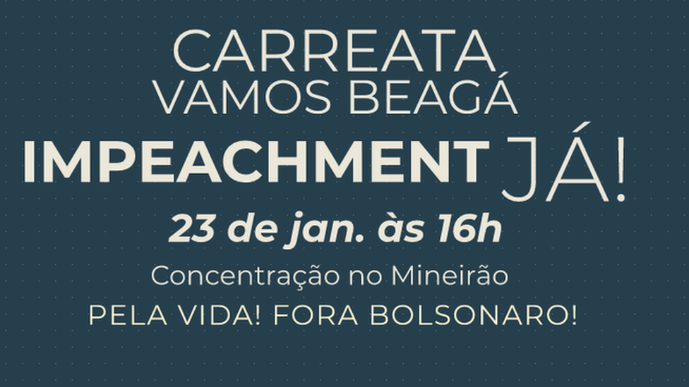 Banner de convocação para carreata de pedido de impeachment para Bolsonaro