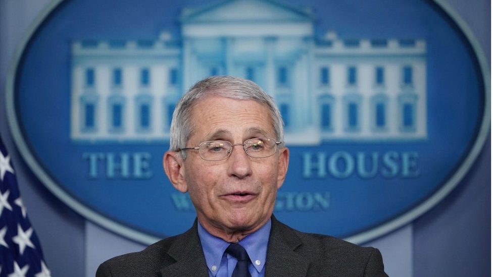 Fauci em coletiva de imprensa da Casa Branca