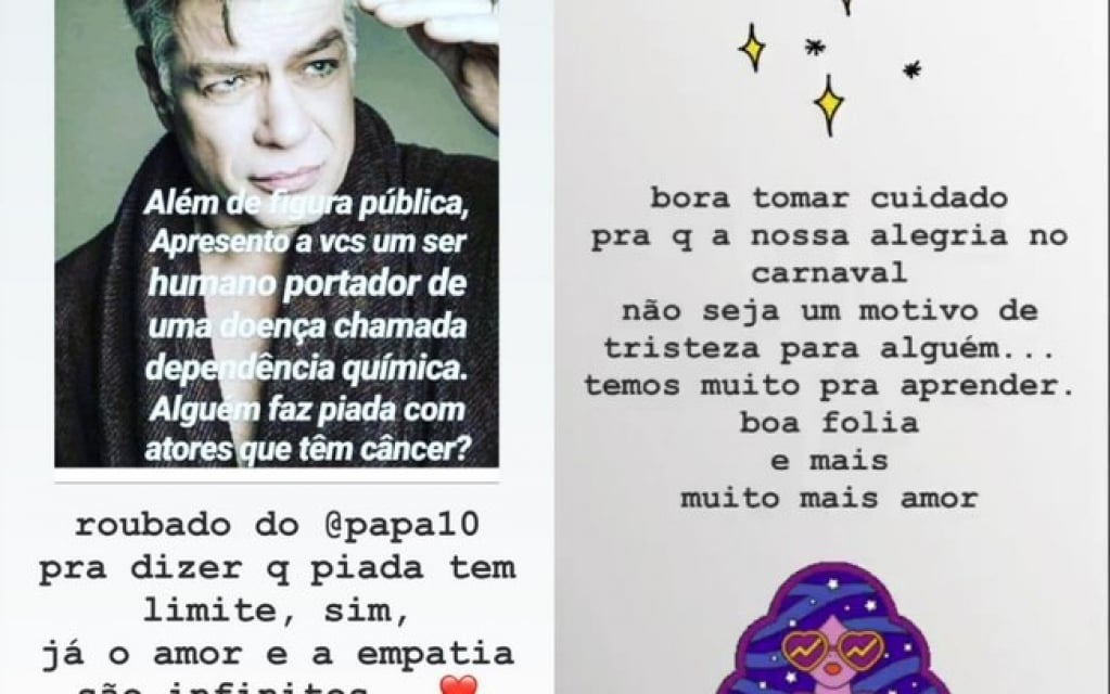 Postagens da atriz Carolina Dieckman pedem empatia e solidariedade – Reprodução