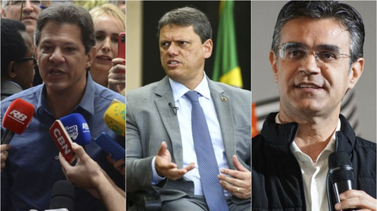 Ipec SP: Haddad mantém 34%, Tarcísio vai a 24% e Garcia alcança 19%