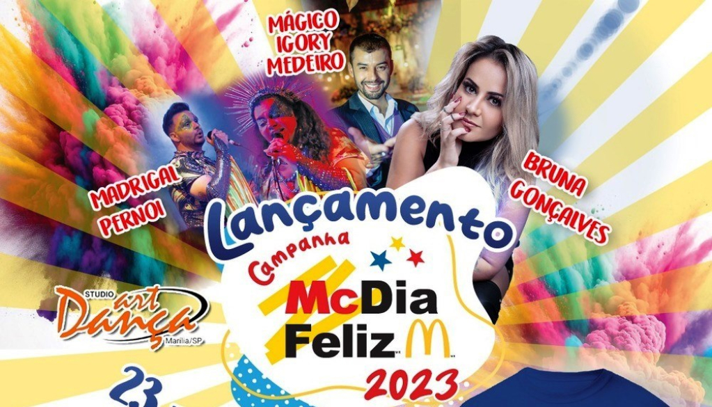 Show gratuito com Bruna Gonçalves e mais lança McDia Feliz nesta sexta em Marília