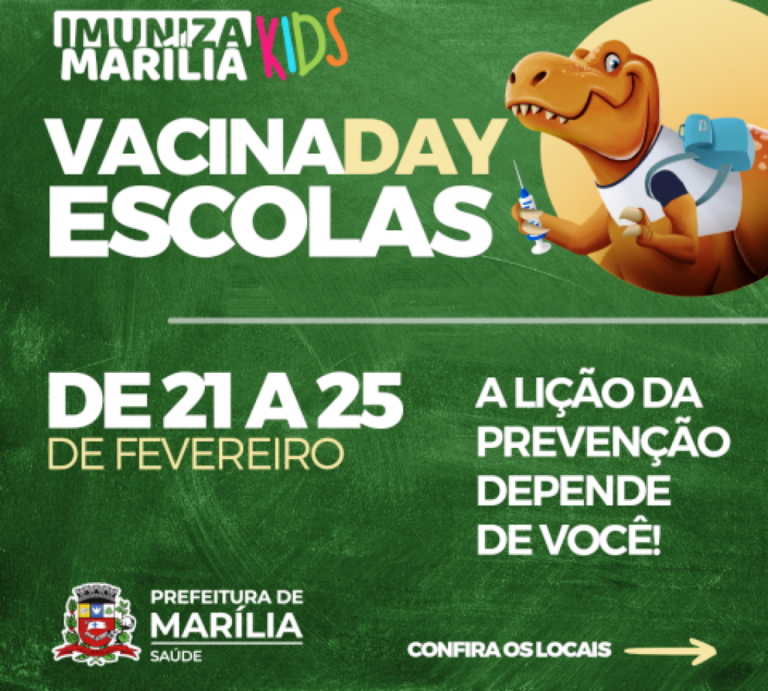 Vacinação em Marília vai atender alunos em escolas municipais; veja calendário