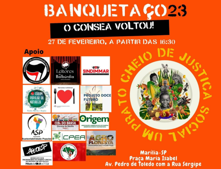 Marília terá banquetaço e distribuição de comida por direito à alimentação