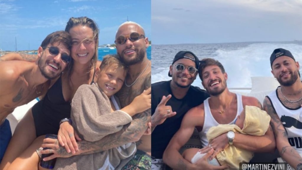 Carol Dantas curte passeio de lancha com Neymar e o atual marido