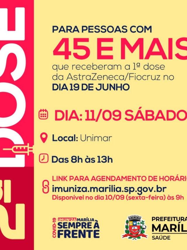 Saúde de Marília marca 2ª dose para vacinados em 19 de junho; exige cadastro