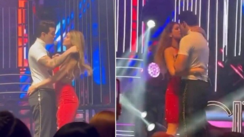 Luan Santana beija namorada em palco de show após dança; veja vídeo Luan Santana beija namorada em palco de show após dança; veja vídeo