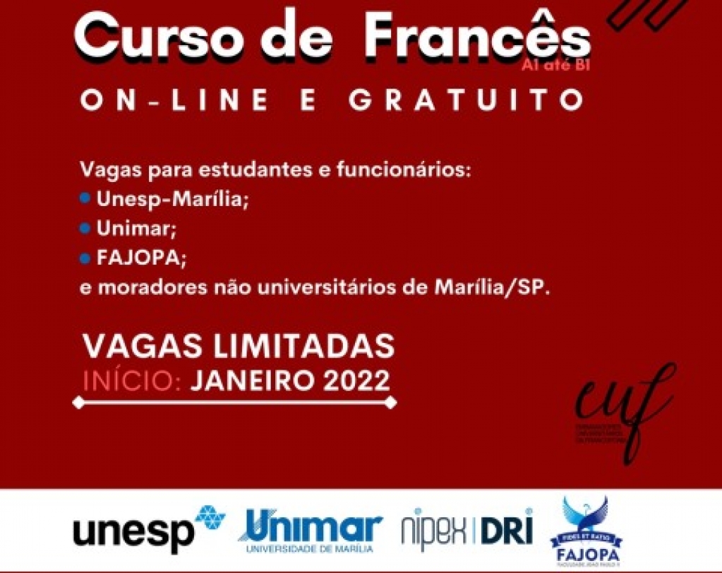 Universidades lançam curso gratuito de francês em Marília; 40 vagas