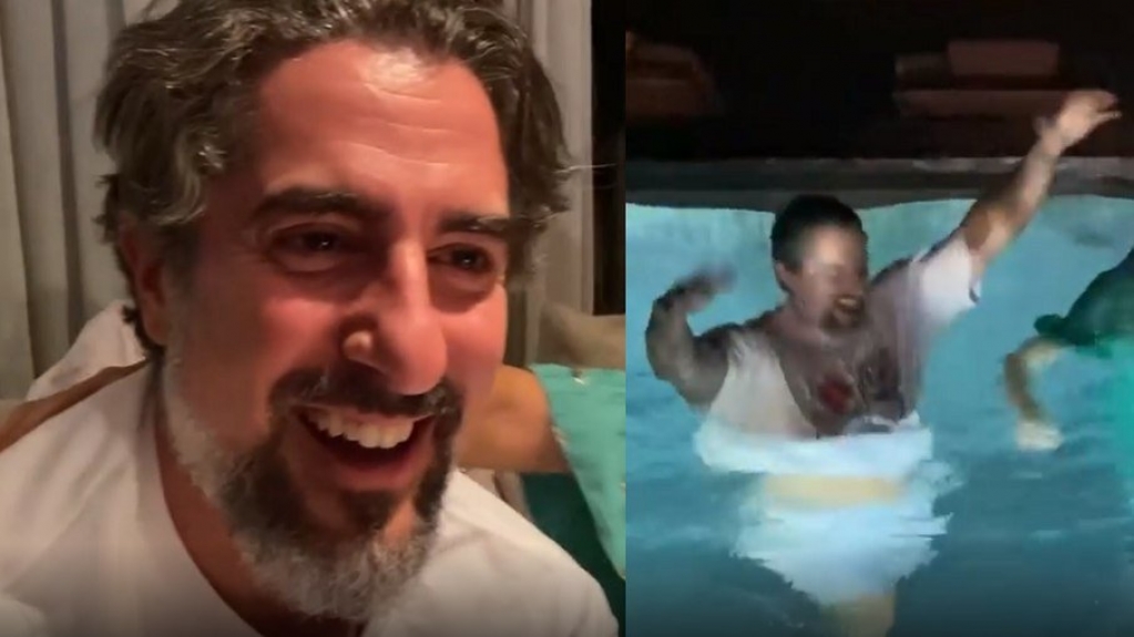 'Caldeirão": família Mion se joga na piscina para comemorar estreia do programa