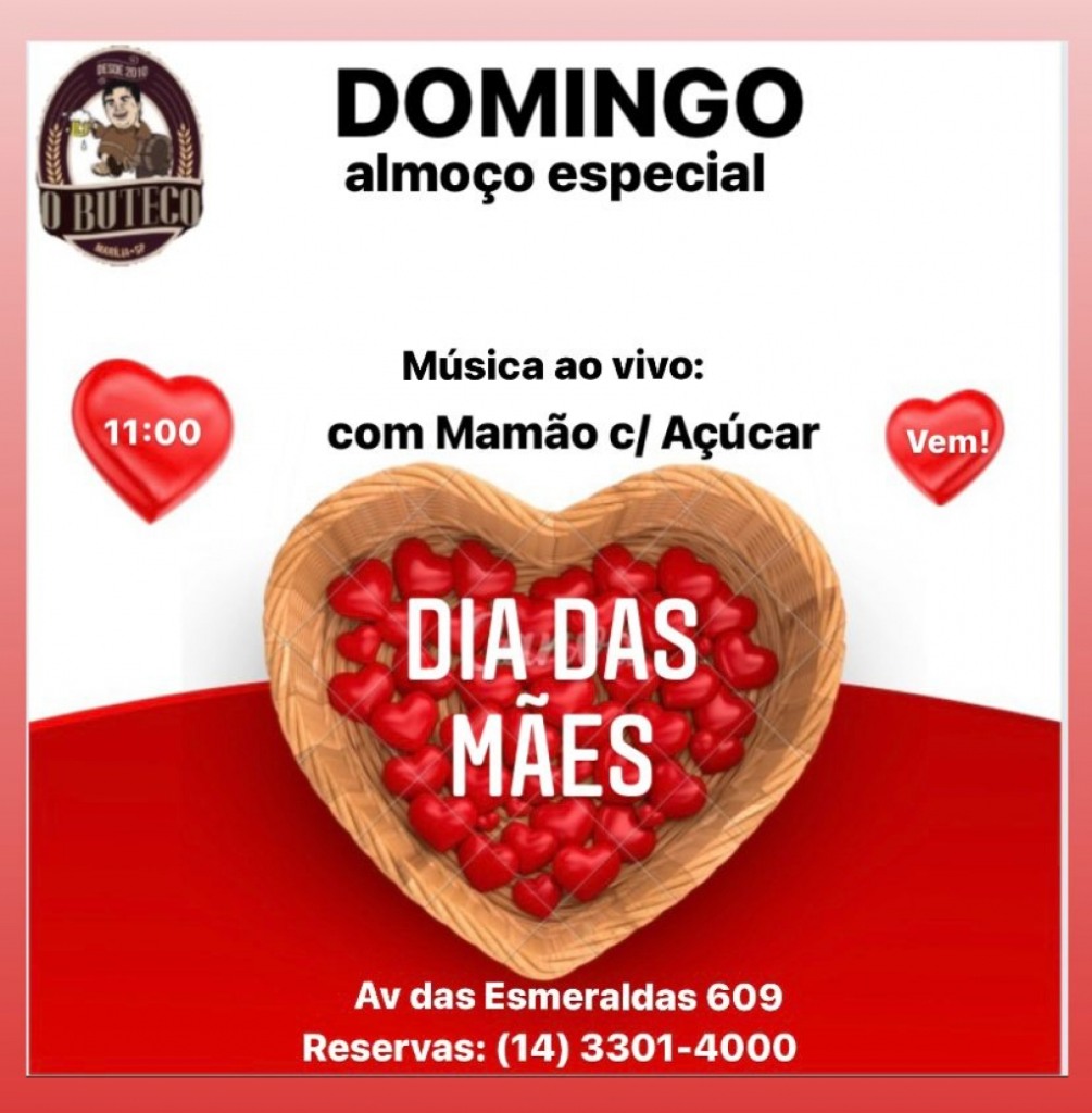 O Buteco Esmeralda terá música e pratos especiais no domingo para Dia das Mães