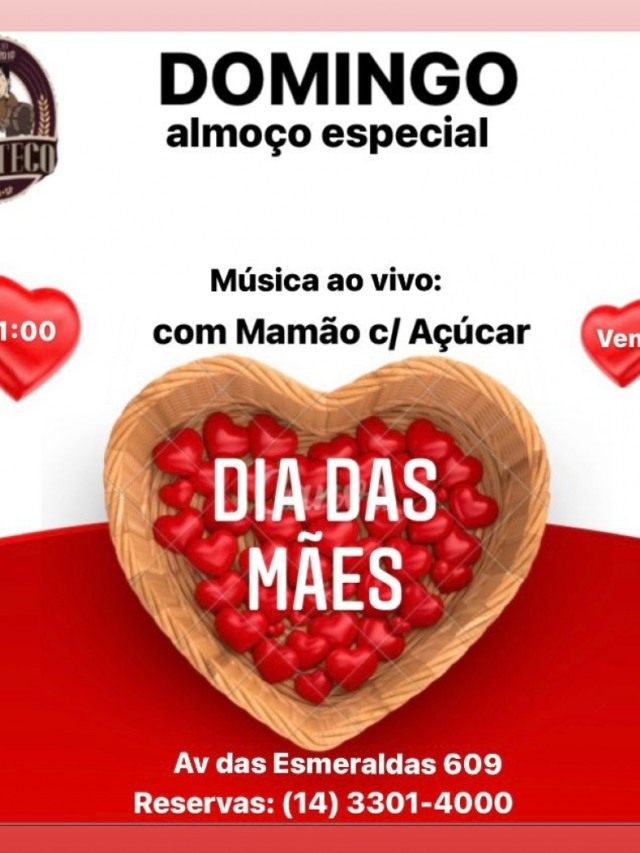 O Buteco Esmeralda terá música e pratos especiais no domingo para Dia das Mães