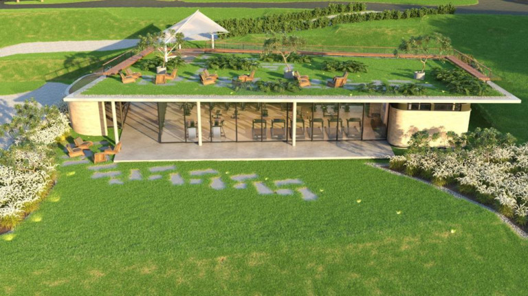 Veja a ilustração com a vista de cima do novo prédio Fitness Club, projetado pelo arquiteto Roberto Cimino para ter um jardim suspenso