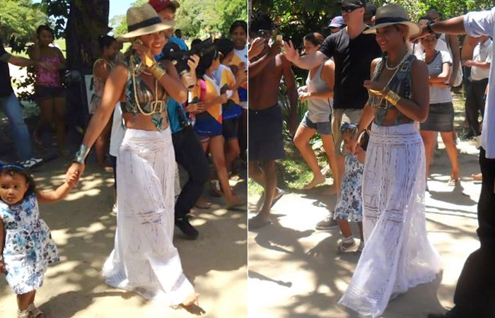 Beyoncé em Trancoso, distrito de Porto Seguro, na Bahia, em sua passagem pelo Brasil em 2013. Foto: Reprodução