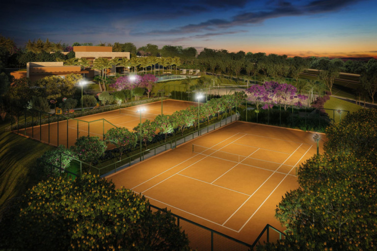 Imagem ilustrativa de como vai ficar parte do resort do Boulevard, com quadras esportivas, área de SPA e muitas outras opções de lazer