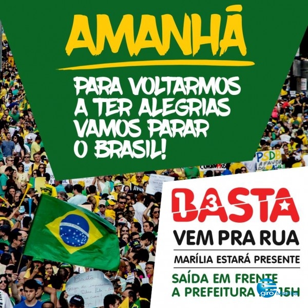 VEM PRA RUA – Manifestação contra Dilma tem 1.500 adesões na cidade