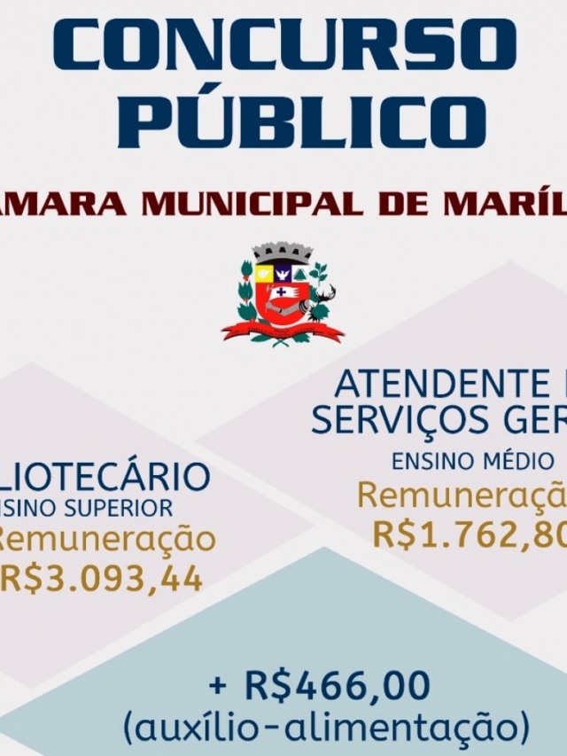 Inscrições para concurso da Câmara começam nesta terça