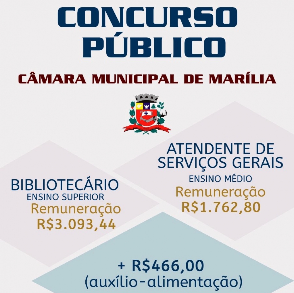 Inscrições para concurso da Câmara começam nesta terça