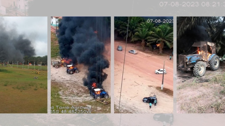Reprodução Imagens das câmeras de segurança no momento da invasão e queima dos maquinários