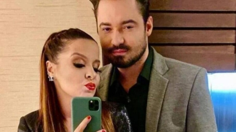 Maiara dá selinho em Fernando Zor durante show