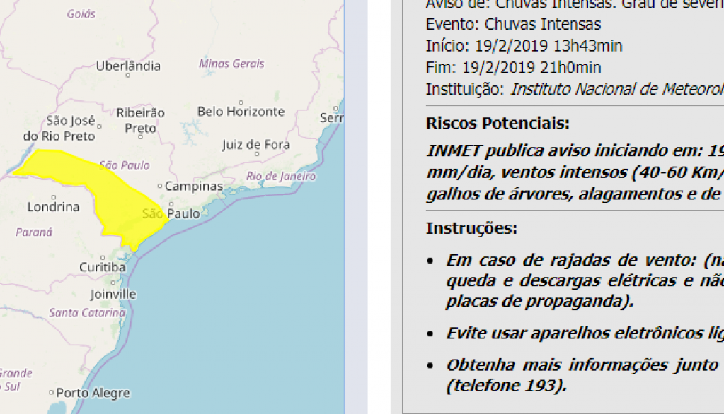 Defesa Civil e meteorologia divulgam alerta para chuva forte em Marília