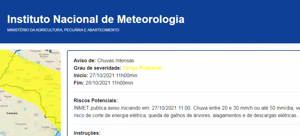 Marília e região têm risco de chuvas intensas e dias com nebulosidade