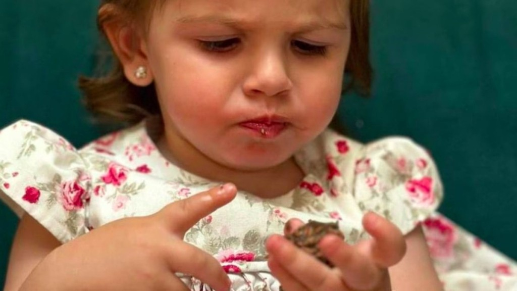 Reprodução/Instagram Ayla, filha de Bárbara Evans, come brigadeiro pela primeira vez