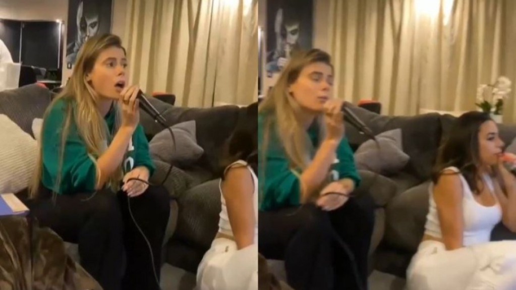 Affair de Neymar, Bruna Biancardi, se diverte com karaokê na mansão do jogador Affair de Neymar, Bruna Biancardi, se diverte com karaokê na mansão do jogador