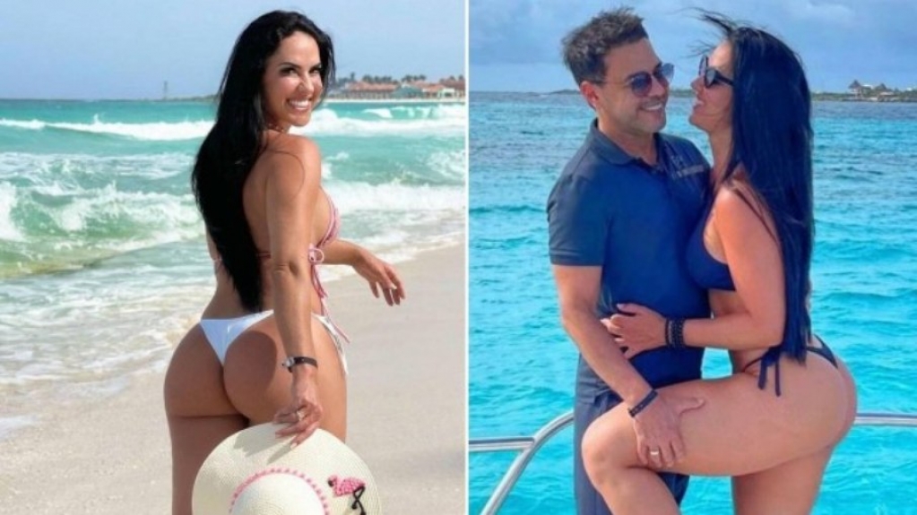 Graciele Lacerda entrega que cuida do bumbum para Zezé Di Camargo usar