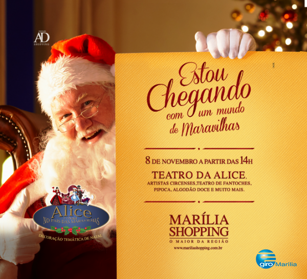 MARÍLIA SHOPPING - Papai Noel chega hoje de trem com teatro, pipoca e muito mais