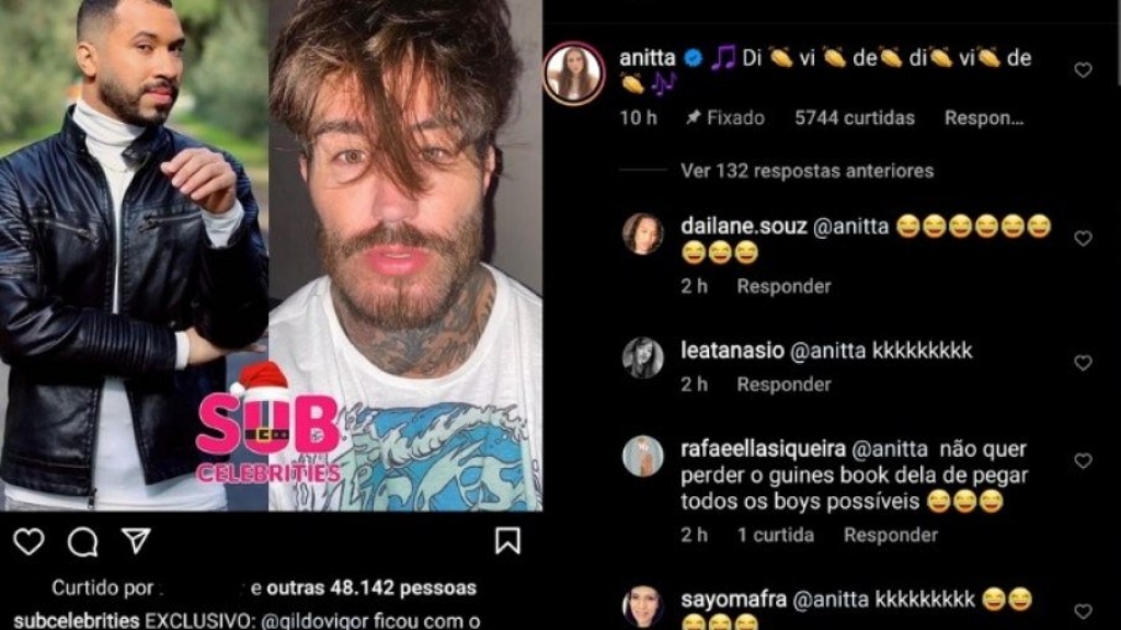Anitta se interessa em affair de Gil do Vigor: "Divide" Anitta se interessa em affair de Gil do Vigor: "Divide"