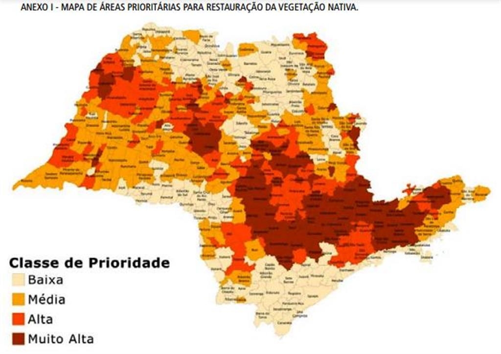 Mapa de restauração vegetal inclui Marília em média prioridade