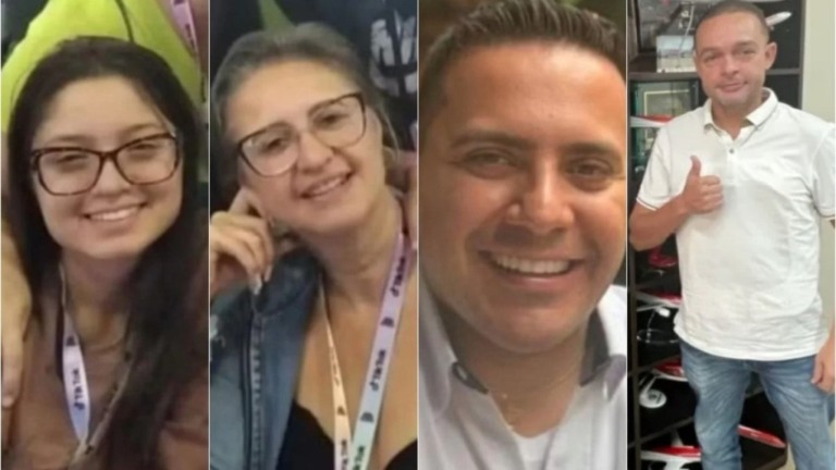 Montagem iG / Imagens: reprodução Letícia Ayumi Rodzewics Sakumoto, de 20 anos, Luciana Rodzewics, de 45 anos, Cassiano Tete Teodoro, de 44 anos, e Raphael Torres estavam na aeronave que foi encontrad
