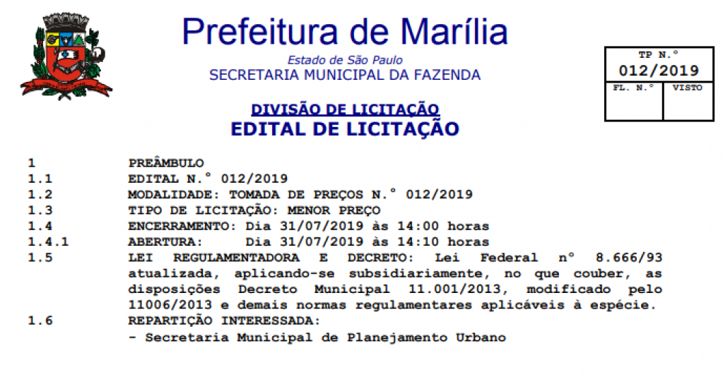 Engenheiro vai ao TCE contra licitação para planta genérica de Marília