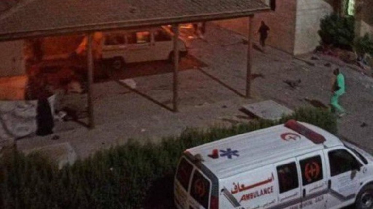 Reprodução/Twitter @pmofa Hospital na Faixa de Gaza é bombardeado