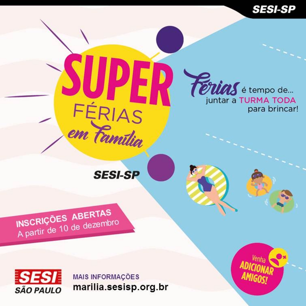 Super Férias do Sesi promove esporte e lazer em família no mês de janeiro