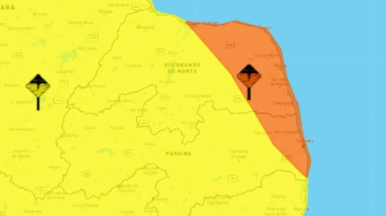 RN terá chuvas intensas e ventos de até 100 km/h, alerta Inmet
