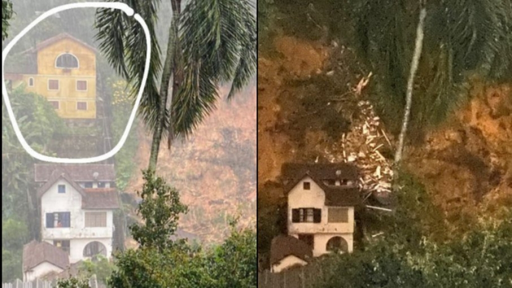 Petrópolis: fotos mostram antes e depois de casa que desabou com chuva Petrópolis: fotos mostram antes e depois de casa que desabou com chuva