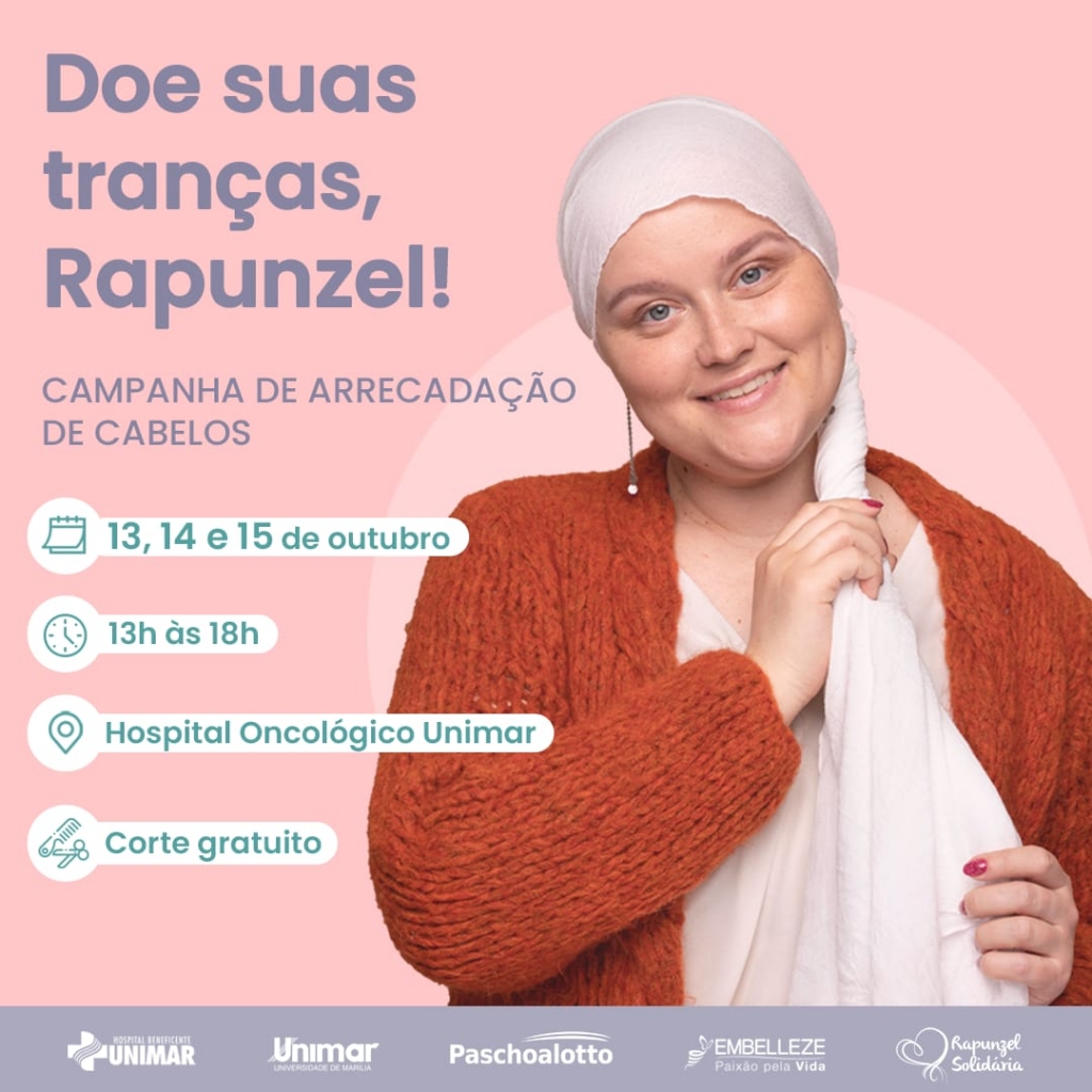 Campanha com apoio de hospital arrecada cabelo para perucas em Marília