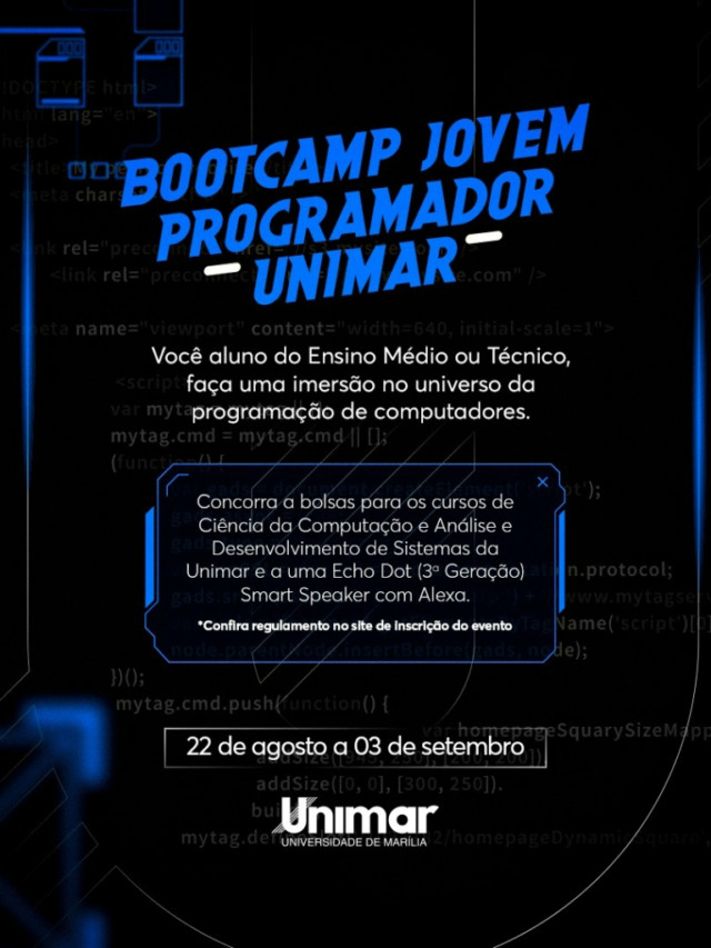 Unimar abre inscrições para concurso de programação; bolsas para vencedores