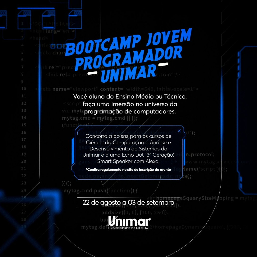 Unimar abre inscrições para concurso de programação; bolsas para vencedores