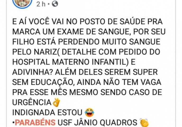 Mãe critica espera para exame de sangue em criança de Marília