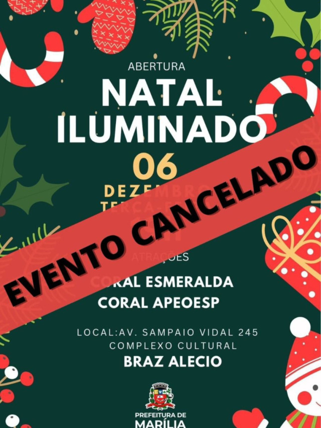 Chuva faz Prefeitura de Marília cancelar solenidade do Natal Iluminado