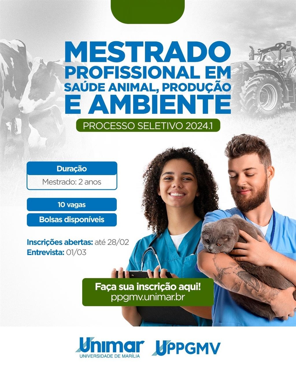 Últimos dias para Inscrições no MestradoUnimar em Saúde Animal, Produção e Ambiente