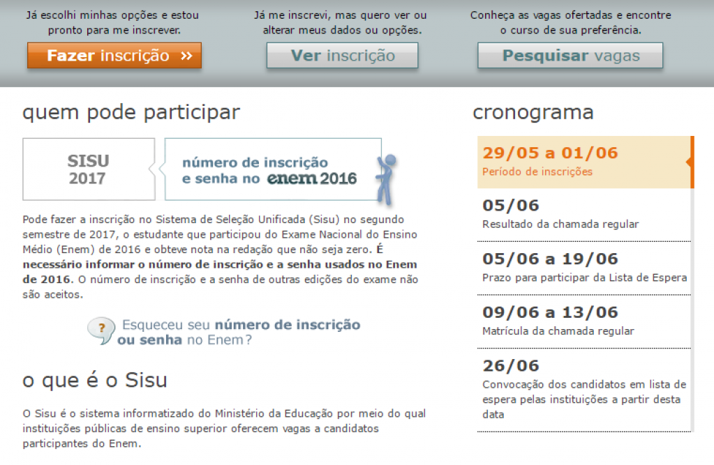 Sisu abre inscrições para vagas em faculdades no segundo semestre