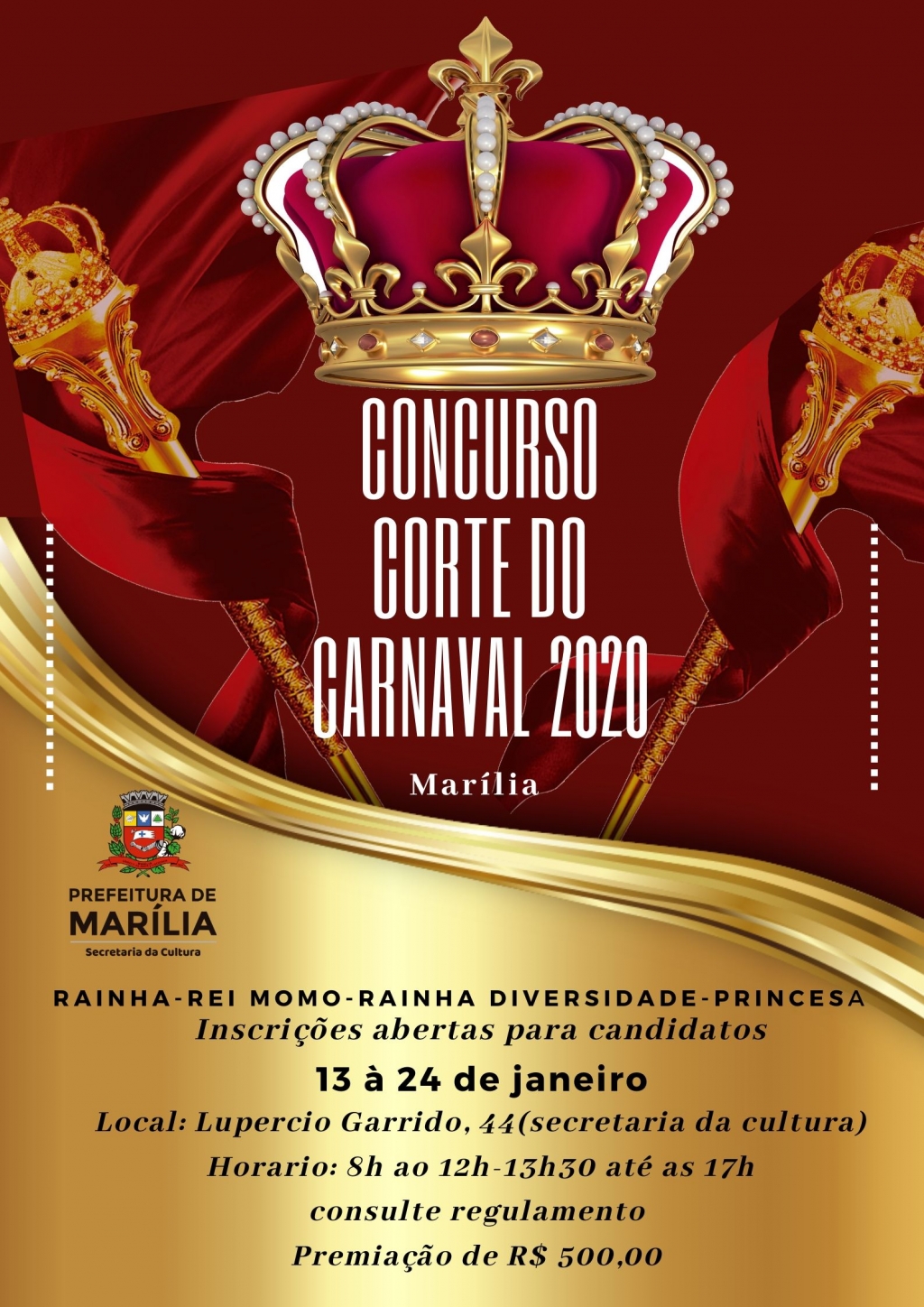 MarÃlia terá inscrições abertas para o concurso da Corte do Carnaval de 2020 MarÃlia terá inscrições abertas para o concurso da Corte do Carnaval de 2020