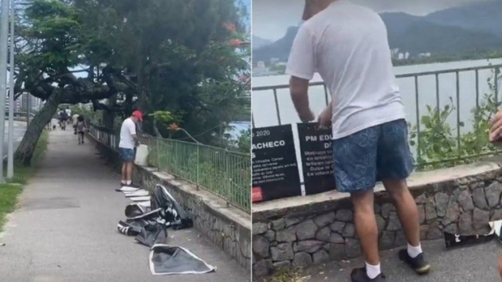 RJ: homem arranca placas em homenagem a policiais mortos