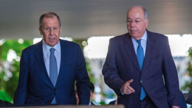 Fabio Rodrigues Pozzebom/Agência Brasil Sergey Lavrov e Mauro Vieira tiveram uma reunião nesta segunda-feira (17)